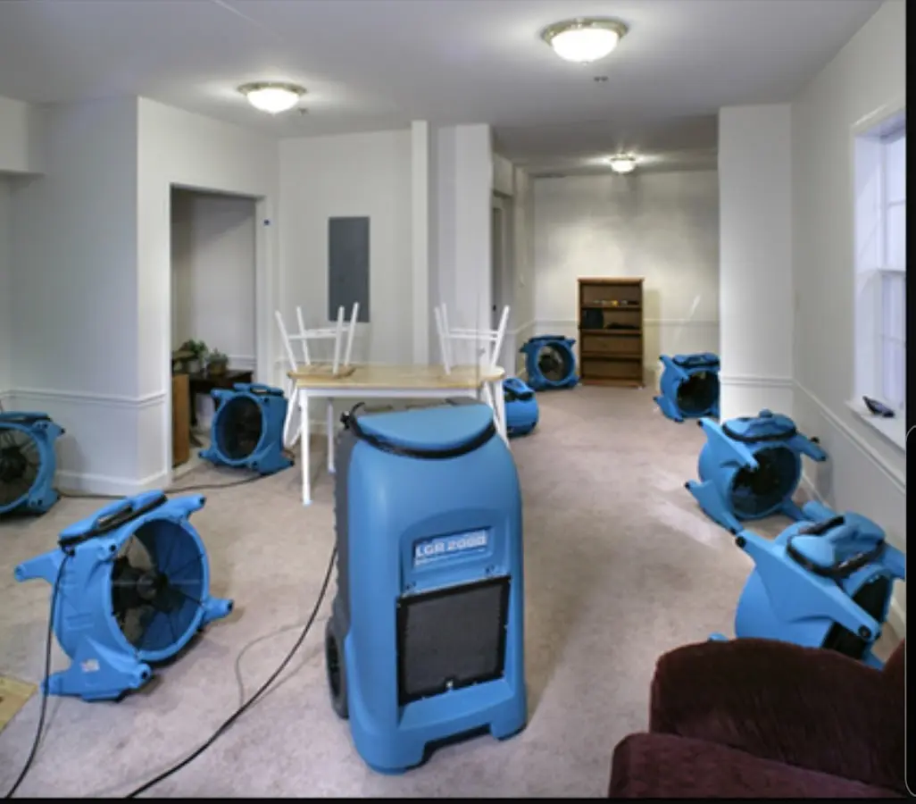 Air movers and dehumidifier setup for Water Damage Restoration in Miramar Beach