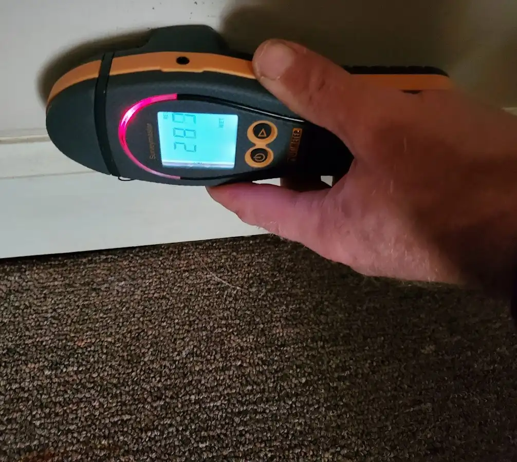 Moisture detection at baseboard during Mold Inspection & Testing in Miramar Beach